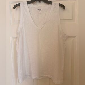 Madewell White V-Neck Cotton Tank Top
